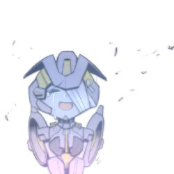 Rule 34 | 1girl, autobot, bandages, breasts, crying, closed eyes, nautica (transformers), open mouth, simple background, smile, solo, tears, the transformers (idw), transformers, upper body, white background, zoner