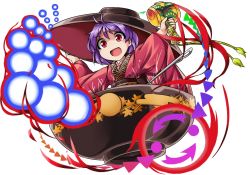 Rule 34 | 1girl, :d, bowl, bowl hat, danmaku, full body, fun bo, hat, japanese clothes, kimono, long sleeves, looking at viewer, miracle mallet, multicolored hair, needle, obi, object on head, open mouth, purple hair, red eyes, sash, short hair, smile, solo, streaked hair, sukuna shinmyoumaru, touhou, white background, wide sleeves