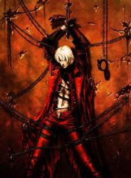 Rule 34 | 00s, 1boy, bdsm, bondage, bound, capcom, chain, dante (devil may cry), devil may cry (series), male focus, solo, standing, tagme