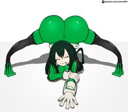 Rule 34 | 1girl, animated, animated gif, ass, ass shake, asui tsuyu, black hair, bouncing ass, breasts, gluteal fold, highres, huge ass, large breasts, solo, tongue, tongue out, twerking, zonen404
