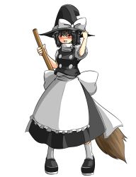 Rule 34 | 1girl, bad id, bad pixiv id, black hair, broom, cosplay, female focus, full body, hakurei reimu, hat, highres, kirisame marisa, kirisame marisa (cosplay), red eyes, skirt, solo, sora no amagumo, sorano05, standing, touhou, transparent background, witch, witch hat
