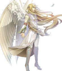 Rule 34 | 1boy, belt, blonde hair, boots, circlet, feathered wings, feathers, fire emblem, fire emblem: path of radiance, fire emblem: radiant dawn, fire emblem heroes, full body, green eyes, highres, long hair, male focus, nintendo, official art, open mouth, pointy ears, reyson, solo, teeth, transparent background, wings