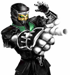 Rule 34 | 1boy, deneb, green eyes, kamen rider, kamen rider den-o (series), kukun, male focus, outstretched arm, pointing, simple background, solo, upper body, white background, wrinkled skin