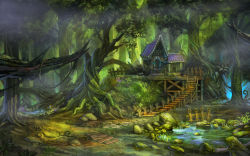 Rule 34 | forest, house, nature, no humans, original, pond, scenery, tree, zudarts lee
