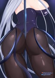 Rule 34 | 1girl, absurdres, areola slip, artist name, ass, azur lane, between buttocks, blue hair, breasts, from behind, head out of frame, highres, huge breasts, leotard, long hair, new jersey (azur lane), new jersey (exhilarating steps!) (azur lane), pantyhose, patreon logo, playboy bunny, pole, pole dancing, purple leotard, pussy juice, regen, solo, strapless, strapless leotard, stripper pole, thighs, very long hair