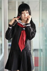 Rule 34 | cosplay, enma ai, highres, jigoku shoujo, kanata (model), photo (medium), sailor, school uniform, serafuku, waraningyo