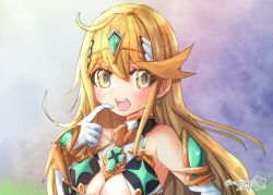 Rule 34 | 1girl, absurdres, bare shoulders, blonde hair, breasts, chest jewel, cleavage, cleavage cutout, clothing cutout, dress, earrings, elbow gloves, gloves, highres, jewelry, large breasts, long hair, mythra (xenoblade), short dress, sofusan1526, solo, swept bangs, tiara, very long hair, white day, white dress, white gloves, xenoblade chronicles (series), xenoblade chronicles 2, yellow eyes