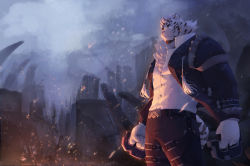Rule 34 | 1boy, absurdres, animal ears, arange (youhei79384157), arknights, black pants, collared shirt, dark, embers, feet out of frame, fire, furry, furry male, glowing, glowing eyes, highres, jacket, looking at viewer, male focus, mountain (arknights), mountain (dark cloud) (arknights), muscular, muscular male, night, official alternate costume, open clothes, open jacket, pants, partially unbuttoned, scar, scar across eye, scar on face, shirt, solo, tiger boy, tiger ears, white fur, white hair