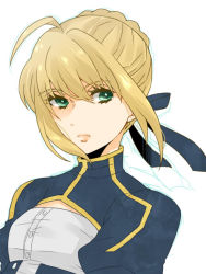 1girl ahoge artoria_pendragon_(all) artoria_pendragon_(fate) bad_id bad_pixiv_id blonde_hair dress fate/zero fate_(series) female_focus green_eyes hair_ribbon ribbon saber_(fate) solo suzuko_(star8383)