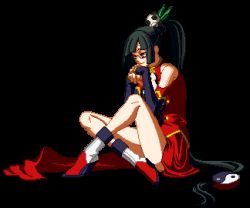Rule 34 | animated, animated gif, arc system works, blazblue, blazblue: calamity trigger, breasts, cleavage, game, litchi faye ling, lowres, pixel art, sitting