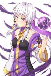 Rule 34 | 1girl, closed mouth, dress, fire emblem, fire emblem: three houses, hair ornament, highres, ibushi (oath), long hair, long sleeves, lysithea von ordelia, nintendo, pink eyes, simple background, solo, white background, white hair