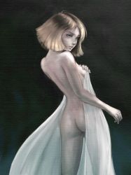 Rule 34 | 1girl, ass, blonde hair, blue eyes, covering privates, covering breasts, gundam, kwht, mobile suit gundam, nude, sayla mass, solo