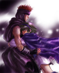 Rule 34 | 1boy, 1girl, assassin (fire emblem), blood, blush, brown hair, cape, closed eyes, couple, fingerless gloves, fire emblem, fire emblem: the blazing blade, gloves, green hair, hairband, height difference, hetero, hug, jaffar, jaffar (fire emblem), nino (fire emblem), nintendo, red hair, short hair, size difference, skirt, tears