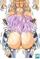 1girl ass blonde_hair cum cum_in_pussy cum_on_floor fellatio highres huge_ass onizaki_kirara oral taimanin_(series) taimanin_rpgx