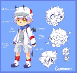 Rule 34 | 1boy, digimon, gammamon, gulusgammamon, hat, highres, horns, male focus, personification, solo, wings