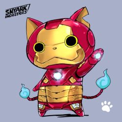 Rule 34 | cosplay, flame-tipped tail, iron man, iron man (cosplay), iron man (series), jibanyan, marvel, multiple tails, no humans, notched ear, paw print, shiitake urimo, tail, two tails, youkai watch