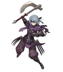 Rule 34 | 1girl, armor, armored boots, axe, beruka (fire emblem), black eyes, blue hair, boots, capelet, fire emblem, fire emblem fates, fire emblem heroes, full body, gloves, headband, highres, lack, nintendo, official art, solo, transparent background, weapon