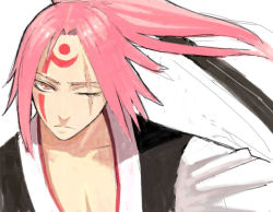 Rule 34 | 1girl, arc system works, baiken, frown, guilty gear, japanese clothes, kimono, one-eyed, pink eyes, pink hair, portrait, scar, scar across eye, scar on face, solo
