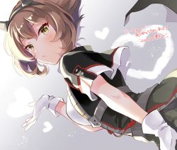 Rule 34 | 1girl, anbutter siruko, black jacket, breasts, brown hair, dutch angle, from side, gloves, green eyes, headgear, jacket, kantai collection, large breasts, looking at viewer, mutsu (kancolle), mutsu kai ni (kancolle), short hair, shrug (clothing), simple background, smoke heart, solo, white gloves