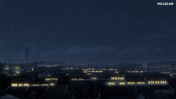 Rule 34 | artist name, building, city lights, cityscape, cloud, commentary, english commentary, house, making-of available, mclelun, night, night sky, no humans, outdoors, rain, scenery, sky, town, transmission tower