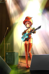 Rule 34 | 1girl, arc system works, boots, cosplay, crossover, guilty gear, guitar, hat, i-no, i-no (cosplay), instrument, nagato yuki, patorishia, patricia (stylish marunage), red hat, solo, suzumiya haruhi no yuuutsu, thigh boots, thighhighs, witch