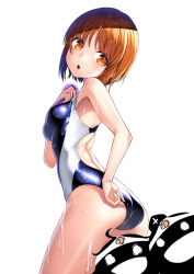 Rule 34 | 10s, 3girls, adjusting clothes, adjusting swimsuit, akiyama yukari, ass, breasts, brown eyes, brown hair, commentary request, competition swimsuit, cowboy shot, from behind, girls und panzer, looking at viewer, looking back, medium breasts, multiple girls, nishizumi maho, nishizumi miho, o o, object on head, one-piece swimsuit, open mouth, panties, panties on head, parted lips, short hair, silhouette, silhouette demon, solo focus, standing, swimsuit, underwear, unowen, wet, wet clothes, wet hair, wet swimsuit