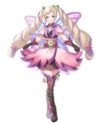 Rule 34 | 1girl, alternate costume, blonde hair, boots, dress, earrings, elise (fire emblem), fairy wings, fire emblem, fire emblem fates, fire emblem heroes, flower, full body, gloves, gradient clothes, hair ornament, highres, jewelry, layered skirt, long hair, long sleeves, multicolored hair, nintendo, non-web source, official art, pleated skirt, purple eyes, purple hair, ringozaka mariko, short dress, simple background, skirt, striped, thigh boots, thighhighs, transparent background, twintails, two-tone hair, vertical stripes, wings, zettai ryouiki