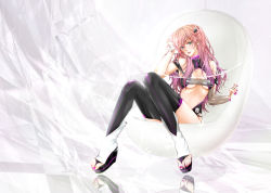 Rule 34 | 1girl, bad id, bad pixiv id, boots, breasts, high heel boots, high heels, highres, masami chie, megurine luka, nail polish, off shoulder, platform footwear, small breasts, solo, strap slip, strapless, toeless footwear, toenail polish, toenails, toes, tube top, vocaloid, wedge heels