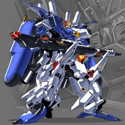 beam_rifle energy_gun ex-s_gundam green_eyes gundam gundam_sentinel kouchi_(kouichi-129) kouichi_(kouichi-129) mecha no_humans robot standing thrusters weapon