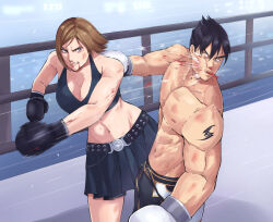 Rule 34 | 1boy, 1girl, artist request, boxing, boxing gloves, kazama jin, mixed-sex combat, tagme, tekken