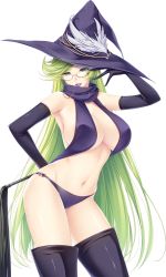 Rule 34 | 1girl, aqua eyes, armpits, ass, atelier kaguya, avril berkley, boots, breasts, choco chip, collarbone, colored skin, elbow gloves, game cg, glasses, gloves, green eyes, green hair, hat, highres, large breasts, lipstick, long hair, looking at viewer, love x holic ~miwaku no otome to hakudaku kankei~, makeup, navel, revealing clothes, shiny skin, smile, solo, teacher, underwear, white skin, witch