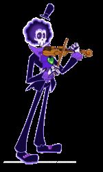 Rule 34 | 1boy, afro, animated, animated gif, atomi-cat, black hair, bouncing, brook (one piece), formal, full body, hat, heart, highres, instrument, male focus, music, mystery skulls, one piece, parody, playing instrument, popped collar, purple eyes, purple hair, skeleton, solo, standing, style parody, suit, top hat, transparent background, violin, watermark, web address