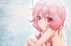 Rule 34 | 10s, 1girl, bad id, bad pixiv id, breasts, guilty crown, long hair, looking at viewer, nude, open mouth, pink hair, red eyes, small breasts, solo, torakun14, twintails, yuzuriha inori
