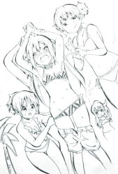 Rule 34 | 5girls, :o, arms up, artist request, assisted exposure, bare shoulders, bikini, bikini pull, blush, breasts, cleavage, clothes pull, dutch angle, flat chest, full-face blush, greyscale, grin, hirasawa ui, hirasawa yui, k-on!, k-on! movie, kotobuki tsumugi, lineart, monochrome, multiple girls, nakano azusa, navel, open mouth, palm tree, pantsing, ponytail, pulling another&#039;s clothes, restrained, short twintails, shorts, shorts pull, sketch, smile, sparkle, suzuki jun, sweat, sweatdrop, swimsuit, thumbs up, tree, twintails, undressing, untied bikini, you gonna get raped, yuri