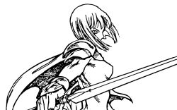 Rule 34 | 00s, claymore (series), claymore (sword), highres, monochrome, sketch, tagme