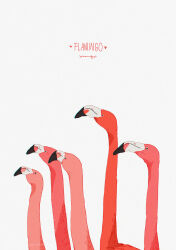 Rule 34 | animal, animal focus, artist name, bird, chromatic aberration, closed mouth, commentary, english commentary, english text, flamingo, flock, from side, heart, highres, looking ahead, no humans, original, sidelighting, signature, simple background, standing, upper body, white background, white eyes, xi zhang