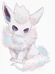 Rule 34 | :&lt;, alternate color, black eyes, closed mouth, commentary, english commentary, flareon, fur collar, gen 1 pokemon, grey background, highres, looking at viewer, manino (mofuritaionaka), pokemon, pokemon (creature), signature, simple background, sitting, solo