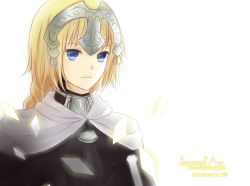 Rule 34 | 1girl, armor, blonde hair, blue eyes, braid, cape, character name, copyright name, fate/apocrypha, fate (series), fifthtarget, headpiece, jeanne d&#039;arc (fate), jeanne d&#039;arc (ruler) (fate), long hair, purple eyes, solo