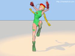 Rule 34 | 1girl, ahoge, animated, animated gif, antenna hair, beret, blonde hair, bodypaint, boots, braid, breasts, cameltoe, cammy white, capcom, fingerless gloves, gloves, hat, leotard, solo, street fighter, twin braids, watermark