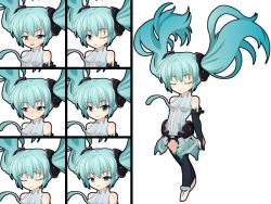 Rule 34 | 1girl, animated, animated gif, anklet, anti-gravity, aqua eyes, aqua hair, barefoot, belt, chibi, closed eyes, empty eyes, expressions, floating, gravity, hatsune miku, hatsune miku (append), jewelry, lipsync model, long hair, mameshiba (pixiv 59310), multiple views, music, necktie, one eye closed, singing, toeless legwear, twintails, vocaloid, vocaloid append, wink
