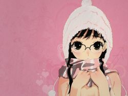 Rule 34 | 1girl, blush, glasses, hat, otomo megane, scarf, solo, topless