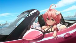 Rule 34 | 1girl, 35p (sakura miko), = =, ahoge, anno masato, bell, blue sky, car, cat hair ornament, crying, detached sleeves, driving, eunos roadster, hair between eyes, hair ornament, hair ribbon, highres, hololive, jingle bell, jitome, mazda, medium hair, motor vehicle, outdoors, pink hair, pom pom (clothes), pom pom hair ornament, pov, puffy detached sleeves, puffy sleeves, red ribbon, ribbon, sakura miko, sakura miko (work), sky, skyline, smirk, streaming tears, tears, two side up, virtual youtuber, wrist cuffs