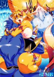 Rule 34 | 1boy, 1girl, amakuchi, animal ears, anus, blue fur, blush, breasts, censored, clothed sex, cowgirl position, cum, cum in pussy, cumdrip, defloration, ejaculation, erection, eyebrows, fangs, fenrir (mahou no juujin foxy rena), fertilization, fox ears, fox girl, fox tail, furry, furry female, furry male, hair ornament, hairclip, heart, heart-shaped pupils, hetero, highres, hug, impregnation, large breasts, mahou no juujin foxy rena, moaning, motion lines, nipples, open mouth, orange fur, orange hair, orgasm, cum overflow, ovum, penis, puffy nipples, pussy, pussy juice, red eyes, rena (mahou no juujin foxy rena), sex, short hair, sperm cell, straddling, symbol-shaped pupils, tail, tears, testicles, thick eyebrows, thick thighs, thighs, tongue, tongue out, veins, veiny penis, whiskers, wolf boy, wolf ears, wolf tail