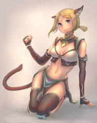 Rule 34 | 1girl, 2023, animal ear fluff, animal ears, artist name, adventurer (ff11), black gloves, black thighhighs, blonde hair, blue eyes, breasts, brown tail, cactus41747280, cat ears, cat girl, cat tail, circlet, cleavage, commentary request, dated, elbow gloves, final fantasy, final fantasy xi, fingerless gloves, full body, gloves, highres, loincloth, medium breasts, mithra (ff11), no eyebrows, parted bangs, short ponytail, sitting, solo, tail, thighhighs, wariza