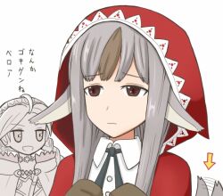 Rule 34 | ahoge, animal ears, braid, brown eyes, capelet, fire emblem, fire emblem fates, grey hair, hood, hooded capelet, looking to the side, low twin braids, nina (fire emblem), nintendo, red hood, reverse (bluefencer), tail, tail wagging, twin braids, velouria (fire emblem), wolf ears, wolf girl