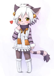 Rule 34 | 1girl, :3, animal ears, blush, coat, cyber connect 2, elh melizee, female focus, full body, furry, furry female, gradient background, heart, kagerofu, little tail bronx, looking at viewer, smile, solatorobo, solo, white background, white hair, yellow eyes