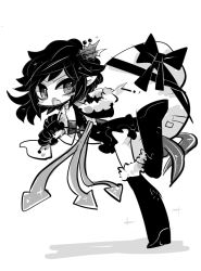 Rule 34 | 1girl, asymmetrical wings, black thighhighs, dress, gloves, greyscale, holly, houjuu nue, md5 mismatch, mistletoe, monochrome, open mouth, resized, sack, short hair, solo, thighhighs, touhou, wings, yt (wai-tei), zettai ryouiki