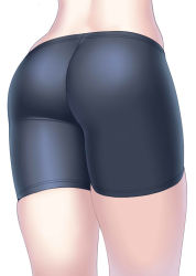 Rule 34 | 1girl, ass, ass focus, bike shorts, black shorts, chado maki, from behind, lower body, myouan, original, shorts, simple background, skindentation, solo, thighs, white background