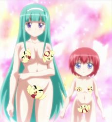 Rule 34 | 00s, 2girls, :o, = =, aqua hair, bird, blue eyes, blush, bob cut, breasts, carol (weiss survive), censored, chicken, child, flat chest, groin, hairband, highres, large breasts, long hair, multiple girls, novelty censor, nude, o o, open mouth, purple eyes, red hair, rooster, screencap, shisu, shizzle, short hair, standing, surprised, very long hair, weiss survive, weiss survive r