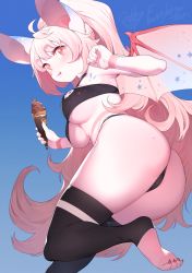 Rule 34 | + +, 1girl, :3, ahoge, animal ears, animal feet, animal nose, armpits, artist name, ass, bat ears, bat girl, bat wings, bikini, black bikini, black thighhighs, blue background, blue sky, breasts, claws, closed mouth, colored skin, commission, day, female focus, food, furry, furry female, gradient background, gradient sky, hands up, happy, heart, highres, holding, holding food, ice cream, ice cream cone, leaning forward, leg up, licking lips, long hair, looking at viewer, medium breasts, mizone, nail polish, original, outdoors, pink hair, pink nails, ponytail, red eyes, sidelocks, signature, simple background, skeb commission, skindentation, sky, smile, solo, spiked wings, standing, standing on one leg, star (symbol), swimsuit, thick thighs, thighhighs, thighs, toeless legwear, tongue, tongue out, underboob, waffle cone, white skin, white wings, wings